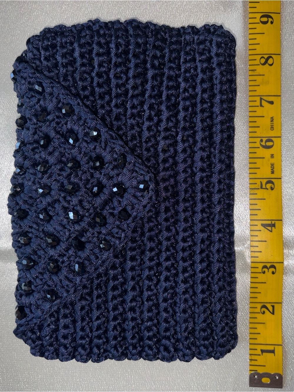 Navy Beaded Crochet Clutch - Women Accessories